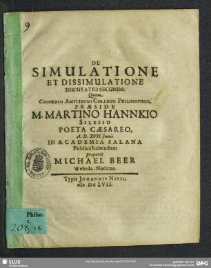 2: De Simulatione Et Dissimulatione Disputatio ...