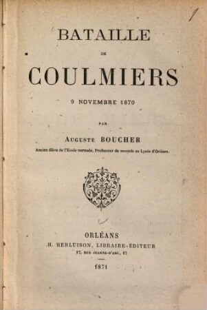 Bataille de Coulmiers 9 Novembre 1870