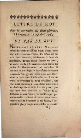 Lettre et règlement pour le Languedoc