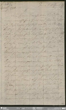 Eigenh. Brief von August Wilhelm von Schlegel an Hartknoch, Johann Friedrich , Jena, 11.04.1799