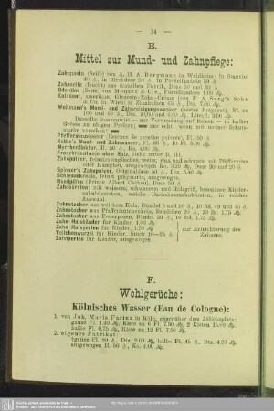 E. Mittel zur Mund- und Zahnpflege