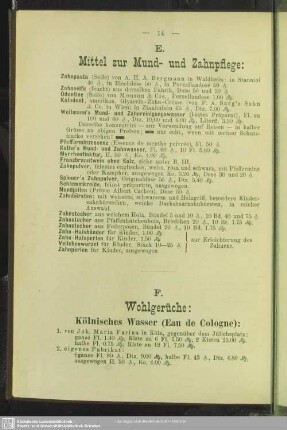 E. Mittel zur Mund- und Zahnpflege