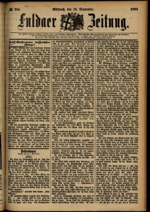 Ausgabe vom Mittwoch, den 18. September 1889.