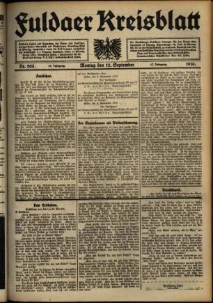 Ausgabe vom Montag, den 12. September 1910.