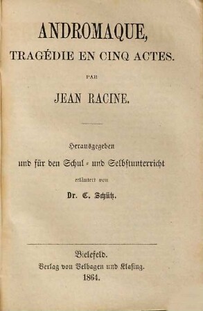 Andromaque : [tragédie en cinq actes]