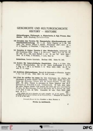 Geschichte und Kulturgeschichte / History / Histoire (Nr. 340-395)
