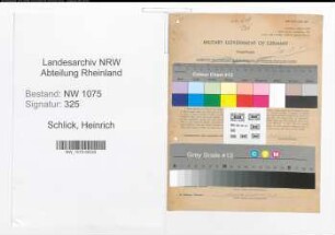 Entnazifizierung Heinrich Schlick , geb. 12.02.1887 (Schlachtermeister)