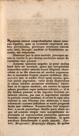 Prodromus disquisitionis sputorum in variis morbis exscreatorum, continens sputorum elementa chemica et microscopica : diss. inaug.