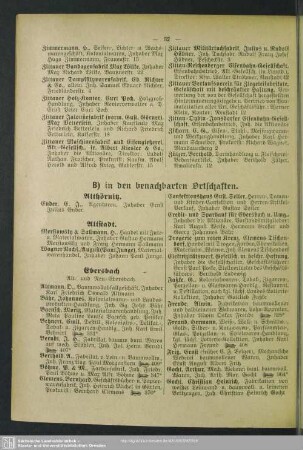 B) in den benachbarten Ortschaften