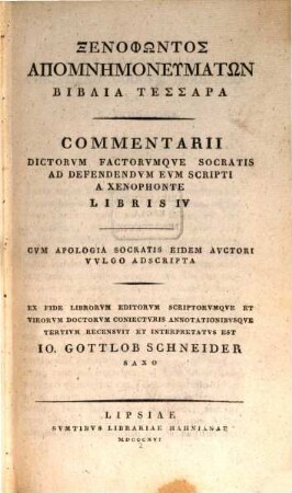 Xenophōntos Ta Sōzomena, 4. Xenophōntos Apomnēmoneumatōn Biblia Tessara