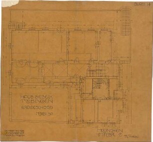 Fischer, Theodor; Tübingen; Haus Siebeck - Grundriss EG