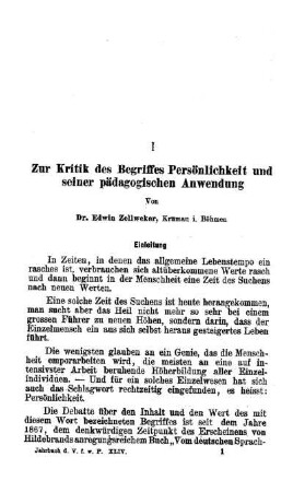 Zur Kritik des Begriffes Persönlichkeit und seiner pädagogischen Anwendung