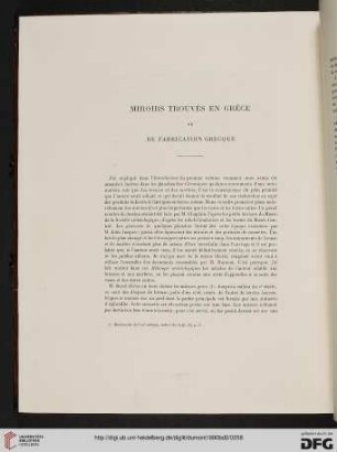 Miroirs trouvés en Grèce ou de fabrication Grecque