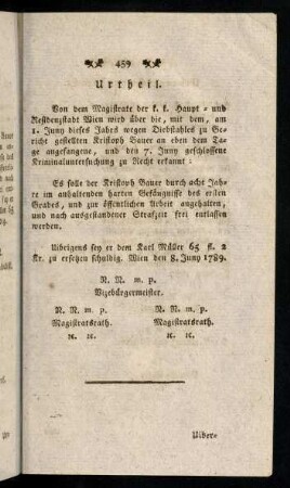 459-469, Urtheil. Uiberreichungsbericht.