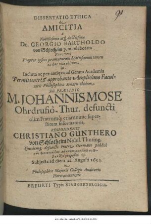 Dissertatio Ethica de Amicitia
