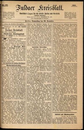 Erste Ausgabe vom Donnerstag, den 23. Dezember 1880.