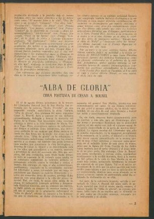 "Alba de Gloria" : Obra póstuma de Cesár A. Bourel