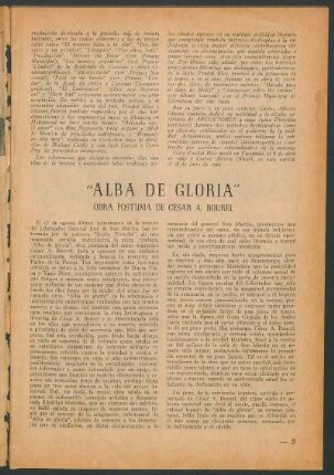 "Alba de Gloria" : Obra póstuma de Cesár A. Bourel