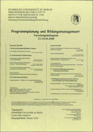 Programmplanung und Bildungsmanagement