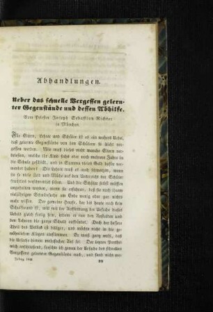 Ueber das schnelle Vergessen gelernter Gegenstände und dessen Abhilfe