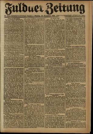Erste Ausgabe vom Montag, den 30. Dezember 1918.