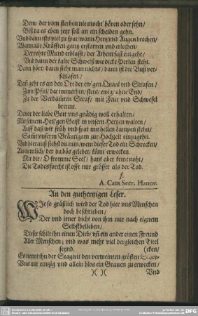 An den guthertzigen Leser