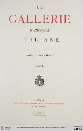 1: Le Gallerie nazionali italiane: notizie e documenti