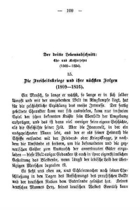 Der dritte Lebensabschnitt: Ehe- und Meisterjahre (1809-1834)