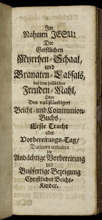 Erste Tracht oder Vorbereitungs-Tag.