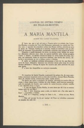A Maria Mantela : (Sobre uma lenda chavense)