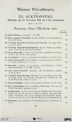 Bronzen, Zinn, Elfenbein usw. (Nr. 402-430)