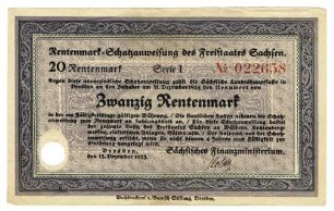 Sächsisches Finanzministerium: 20 Rentenmark 1923