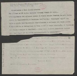 Brief an Luigi Ansbacher : 1922