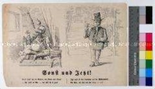 Karikatur auf Napoleon III. als Gefangener während des Deutsch-Französischen Krieges