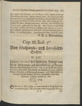 Sect. 9na Von Hospitals- und Invaliden-Sachen