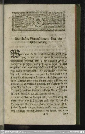 Vorläufige Betrachtungen über den Gebirgskrieg