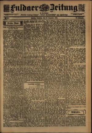 Dritte Ausgabe vom Samstag, den 20. Dezember 1902.