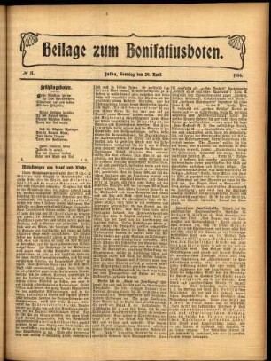 Zweite Ausgabe vom Sonntag, den 29. April 1906.