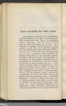 Kurze Geschichte der Stadt Leipzig