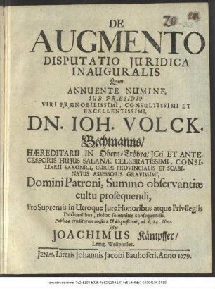 De Augmento Disputatio Iuridica Inauguralis