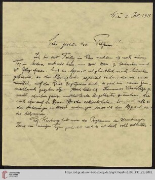 Brief von Fritz Saxl an Franz Boll