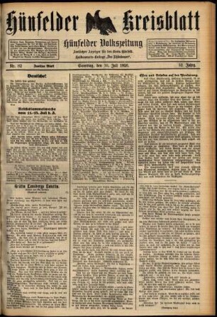 Zweite Ausgabe vom Samstag, den 10. Juli 1926.
