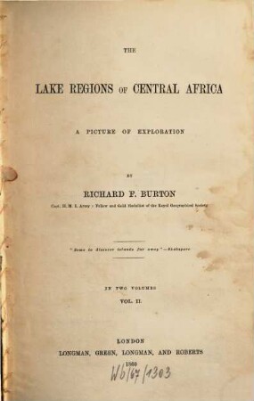 The Lake Regions of Central Africa, a Picture of Exploration, 2