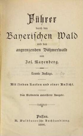 Führer durch den Bayerischen Wald : mit einer Karte