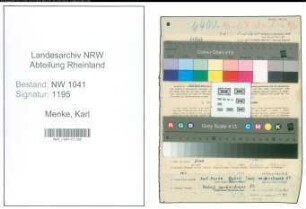 Entnazifizierung Karl Menke , geb. 15.04.1901 (Schlosser)