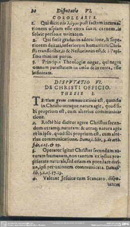 Disputatio VI. De Christi Officio