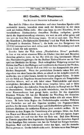 1813 Goethe, 1913 Hauptmann