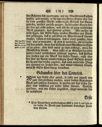 Gedancken über den Cometen.