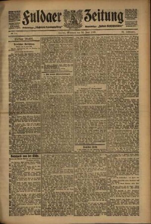 Erste Ausgabe vom Mittwoch, den 16. Juni 1909.