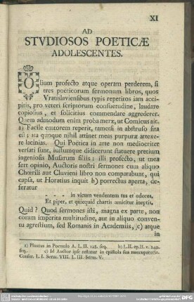 Ad Studiosos Poeticae Adolescentes